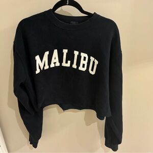 John Galt by Brandy Melville Malibu Navy Cropped Sweatshirt